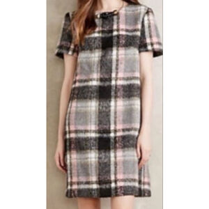 NWOT Women's Line+Dot Plaid A-Line Dress S Gray Pink